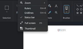 Screenshot of the View dropdown menu in Paint