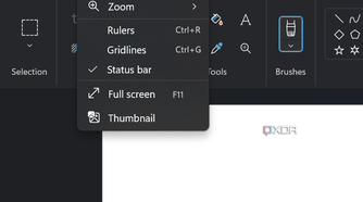 Screenshot of the View dropdown menu in Paint