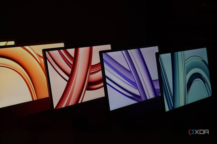 The iMac display colors in a dark room.