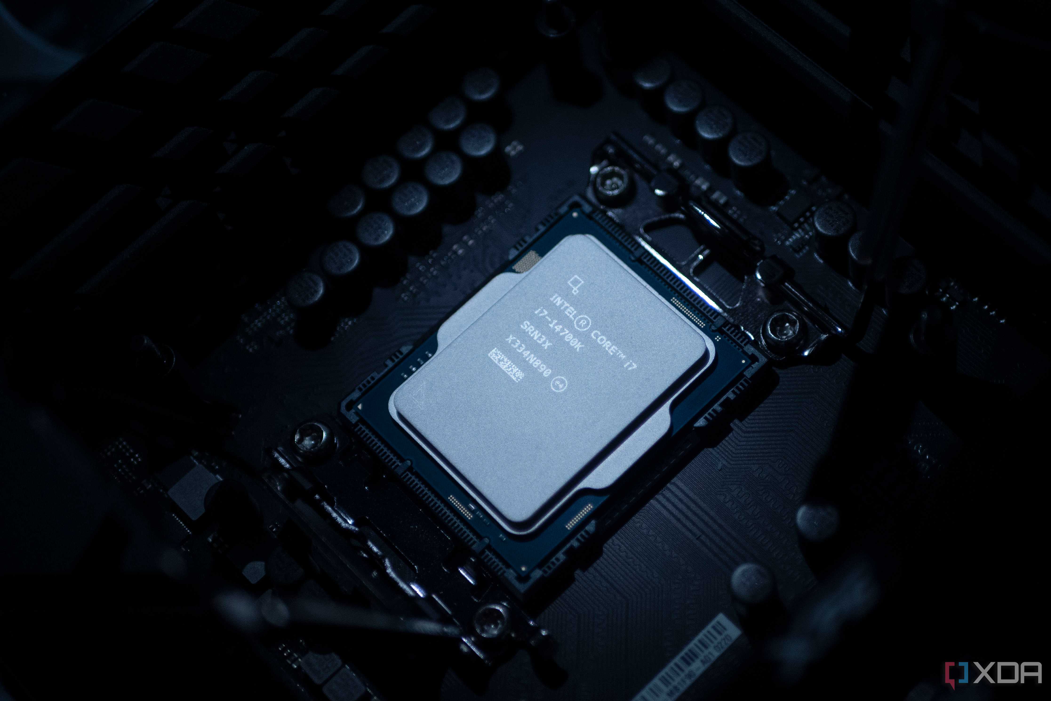 Intel Core i7-14700K in a motherboard CPU socket