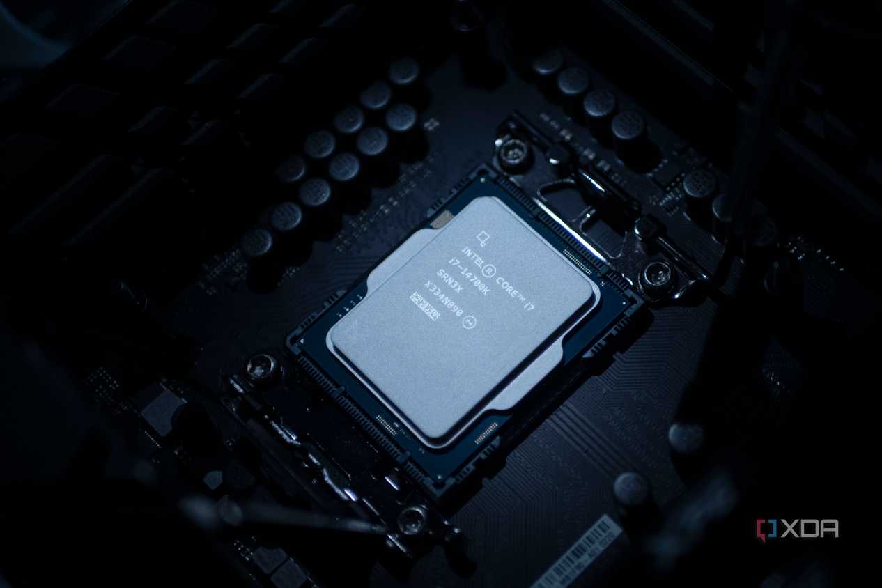 Intel Core i7-14700K in a motherboard CPU socket