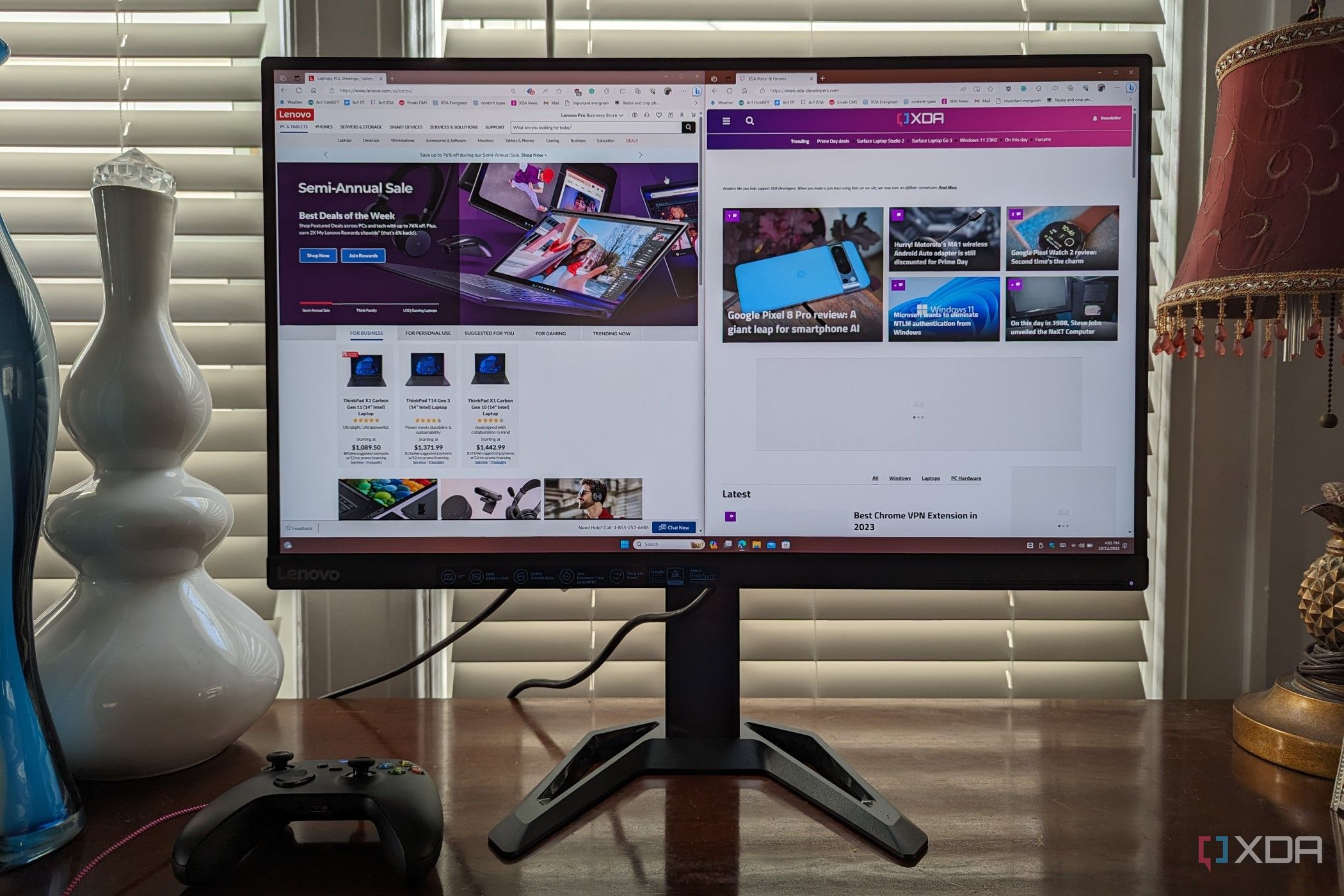 Stacking windows side by side on the Lenovo G27q-30
