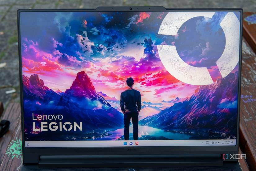 Front view of the Lenovo Legion 9i display showing the desktop background
