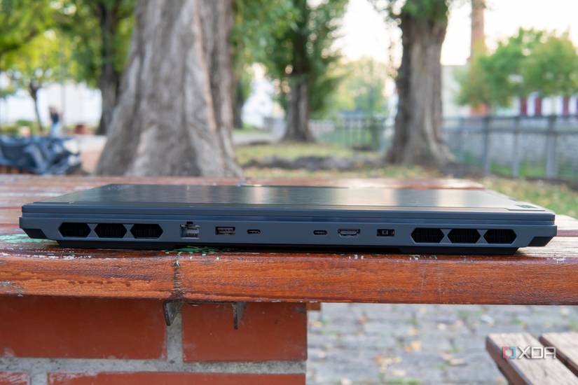 Rear view of the Lenovo Legion 9i with the lid closed
