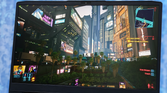 An image showing the display of the Lenovo LOQ 15 running Cyberpunk 2077.