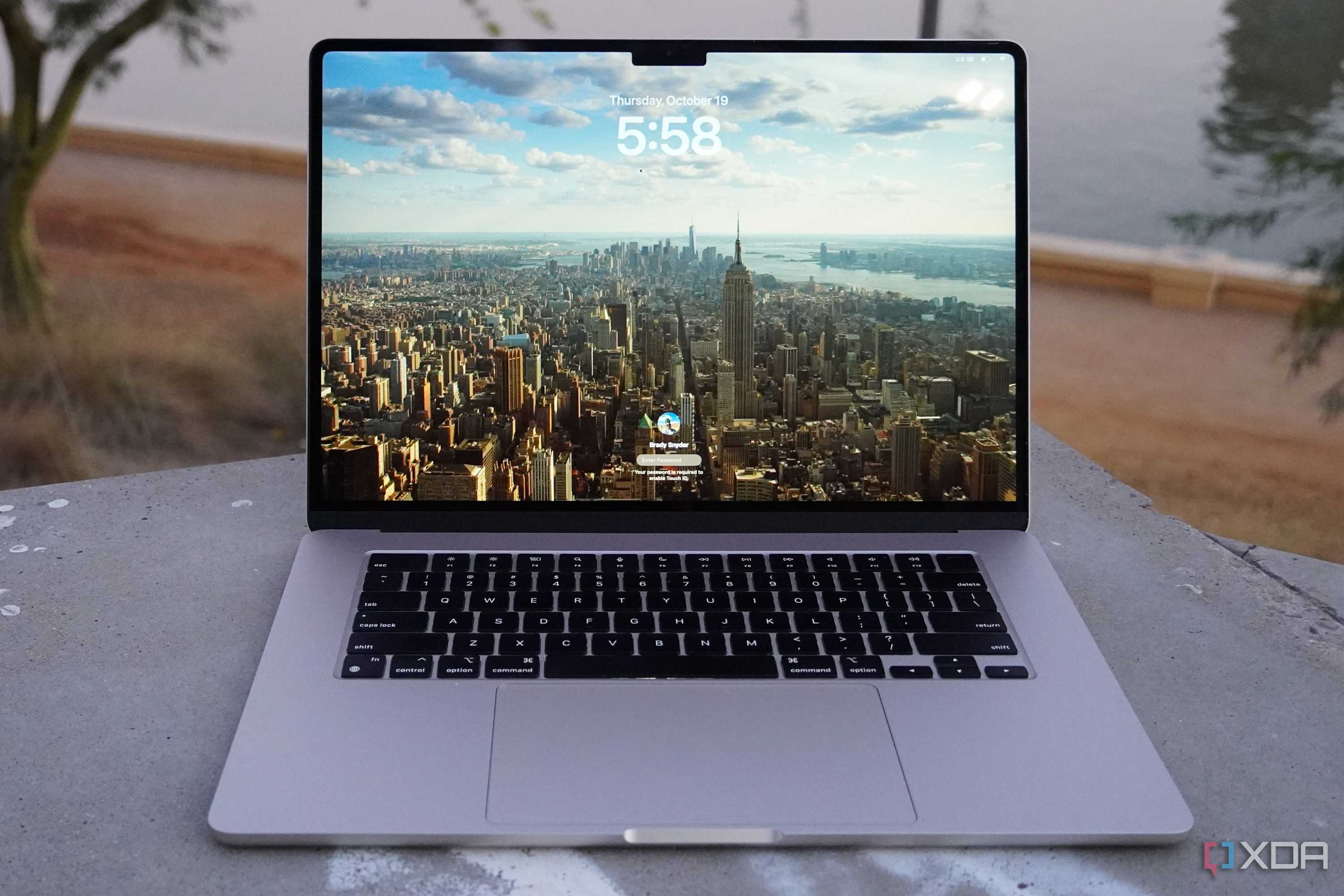 The MacBook Air (15-inch) with the display on.
