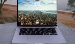 The MacBook Air (15-inch) with the display on.