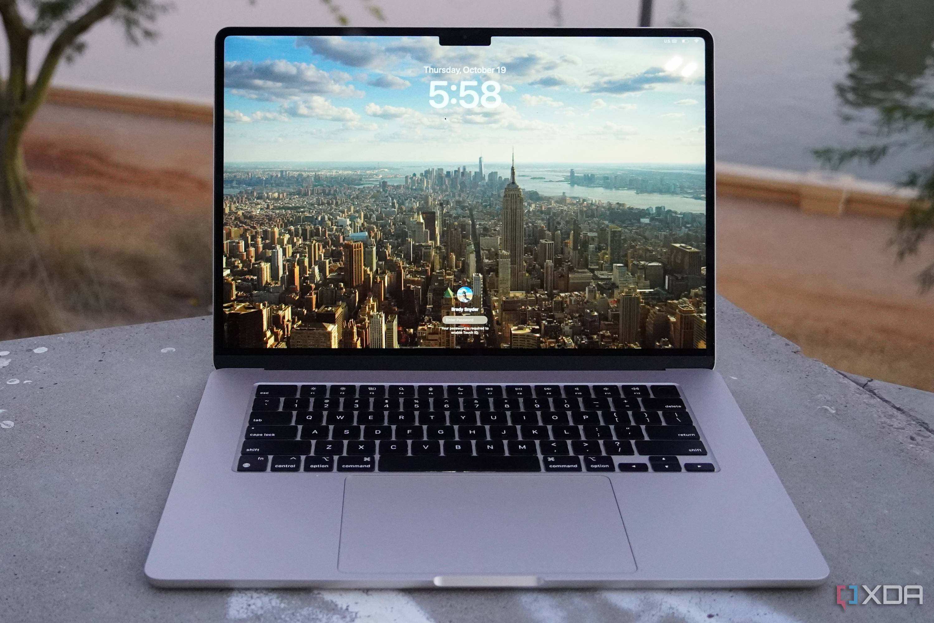 The MacBook Air (15-inch) with the display on.