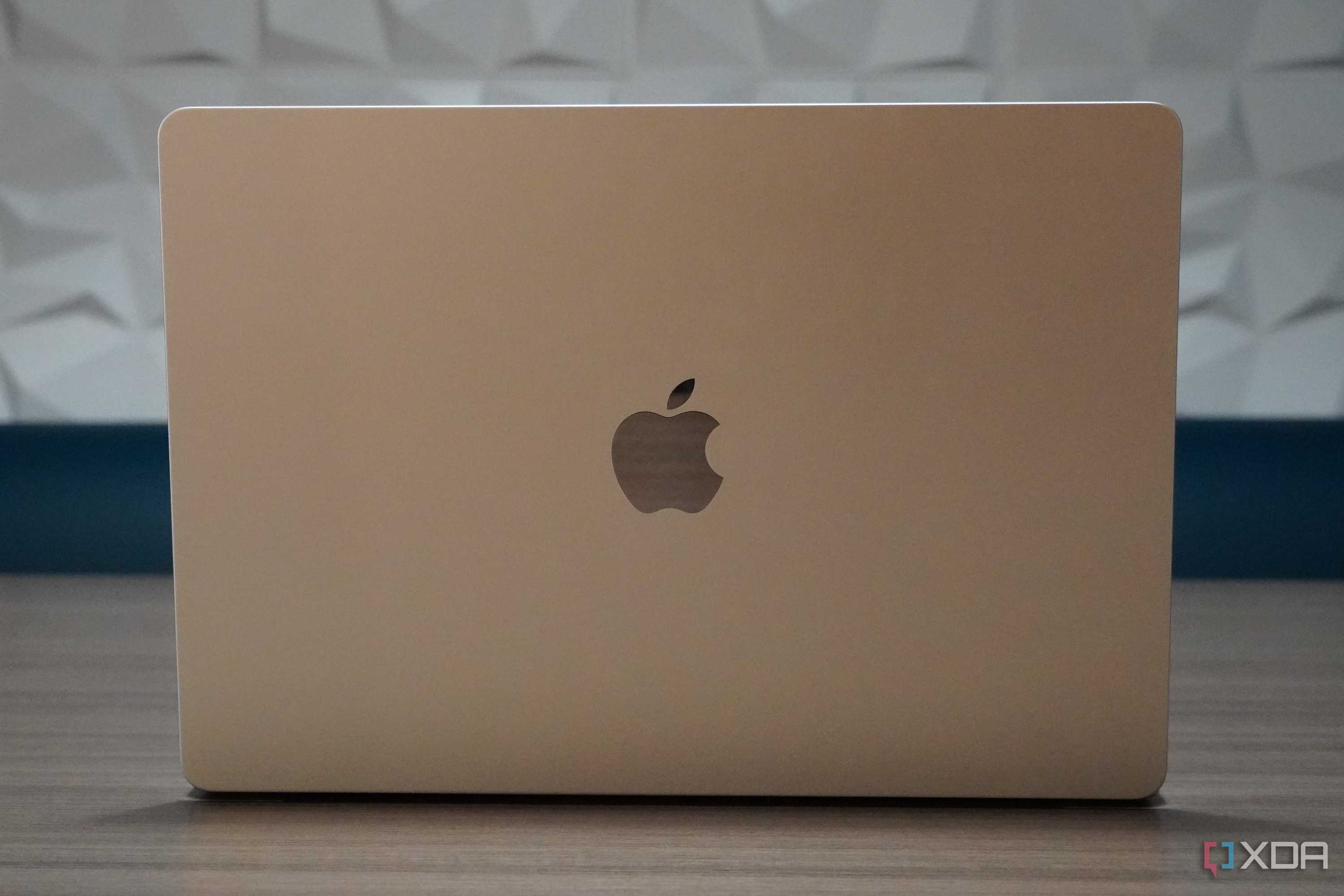 A MacBook Air opened on a table.