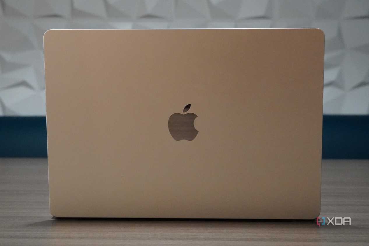 A MacBook Air opened on a table.