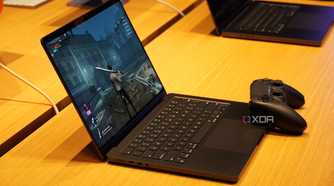 An M3 MacBook Pro with a gaming controller.