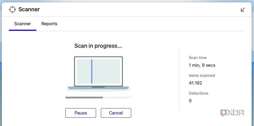 Malwarebytes app for macOS scanning the Mac