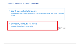 Update Driver with manual update option selected