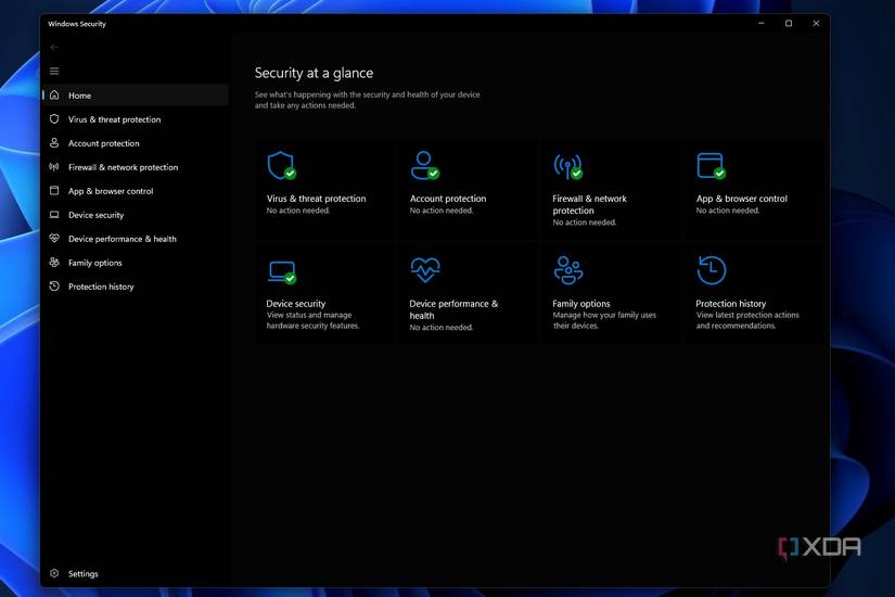 Windows 11 screenshot that shows Microsoft Defender settings. 