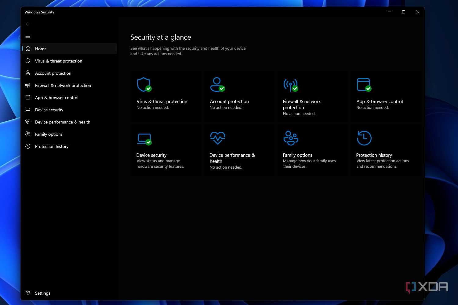 Windows 11 screenshot that shows Microsoft Defender settings.