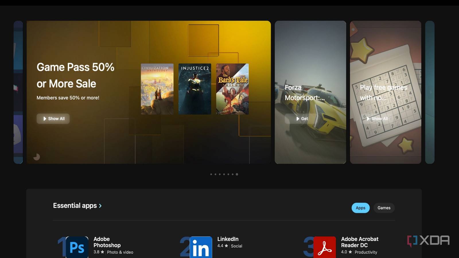 Screenshot showing Microsoft Store redesign