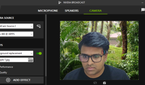 A screenshot showing the Nvidia Broadcast webcam interface with BG replace feature.