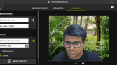 A screenshot showing the Nvidia Broadcast webcam interface with BG replace feature.
