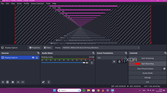 OBS Studio interface with the Start Recording button highlighted