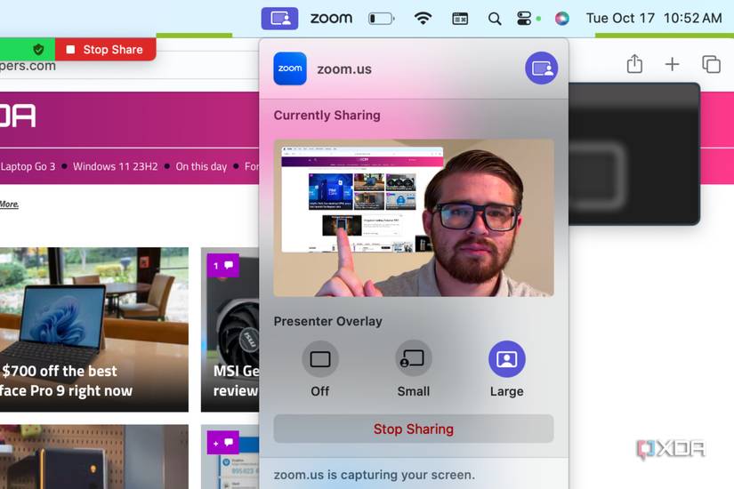 The large view of Presenter Overlay.