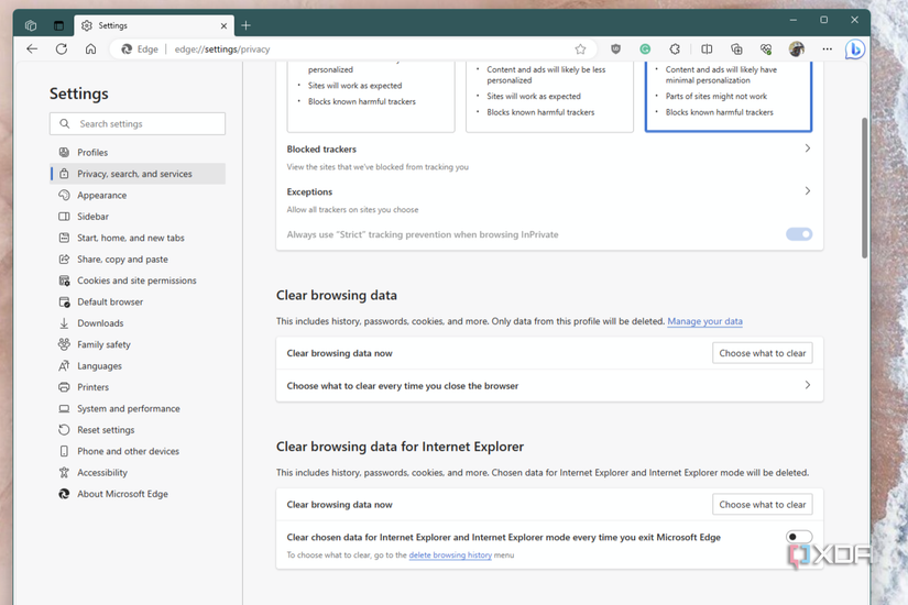 The Privacy settings menu in ChromeOS
