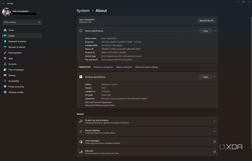 Screenshot of the About page in Windows 11 Settings
