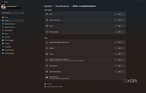 Screenshot of the Other Troubleshooters page in Windows 11 Settings