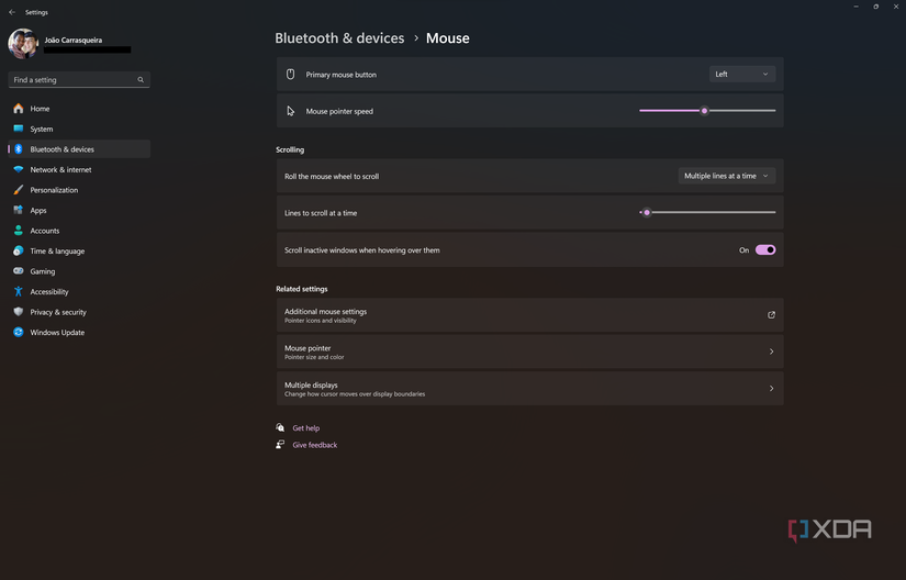 Screenshot of Mouse page in Windows 11 Settings