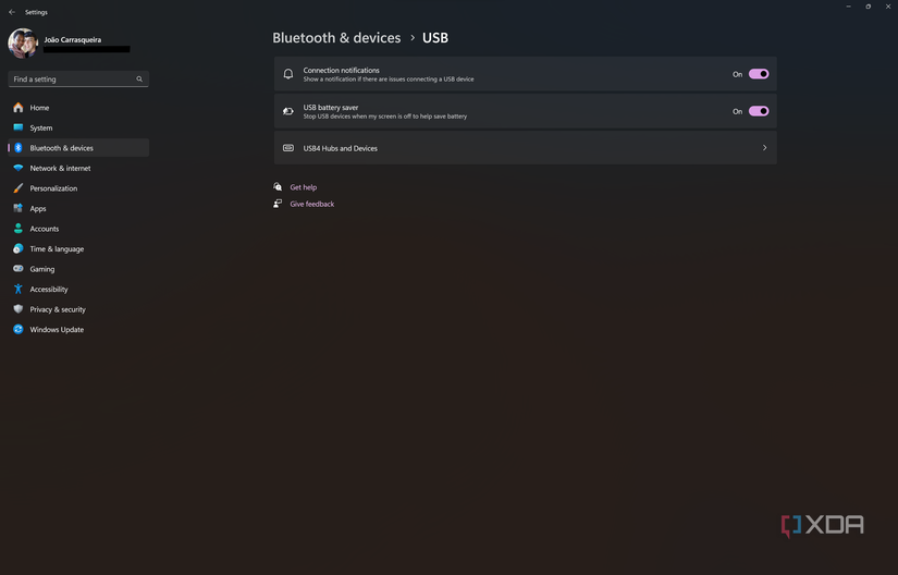 Screenshot of USB page in Windows 11 Settings