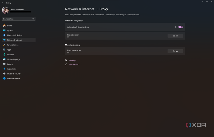 Screenshot of Proxy page in Windows 11 Settings
