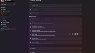 Screenshot of the Security and privacy page in Windows 11 Settings