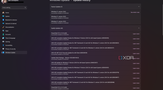 Screenshot of the Update history page in Windows 11 Settings