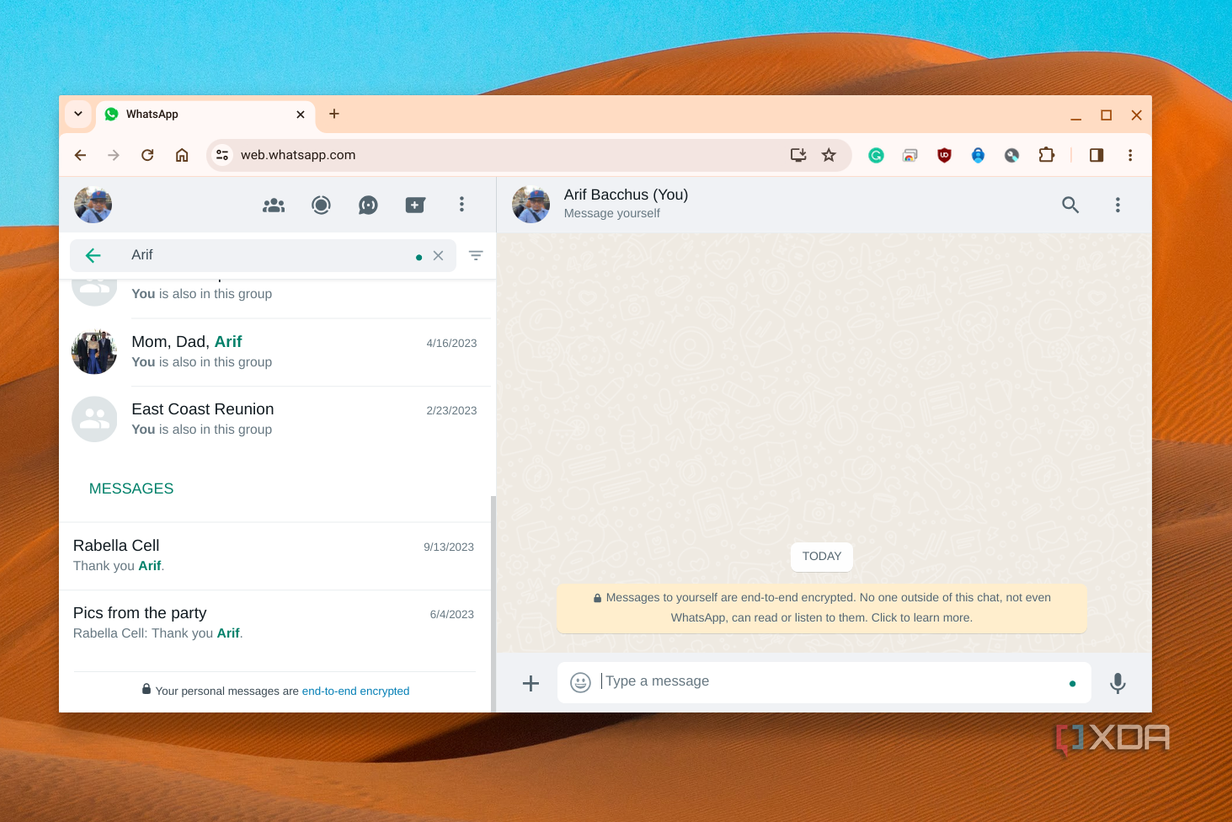 WhatsApp running on Chromebook