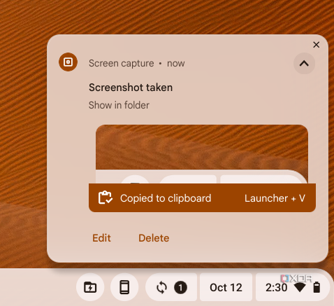 The edit button for a screenshot on ChromeOS