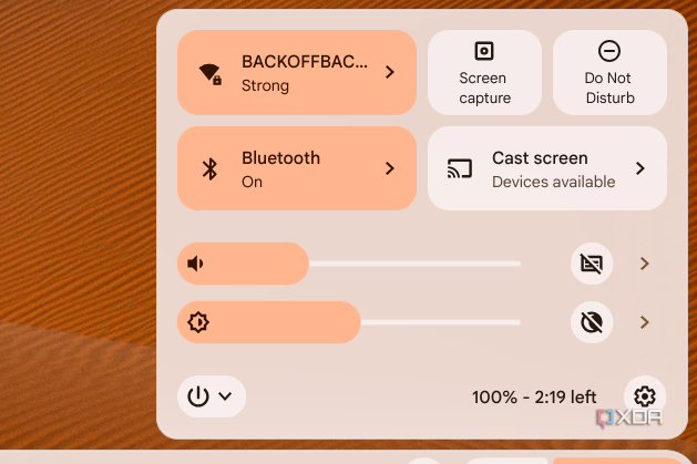 ChromeOS settings cog