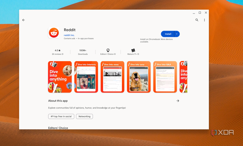 Reddit listing on the Google Play Store