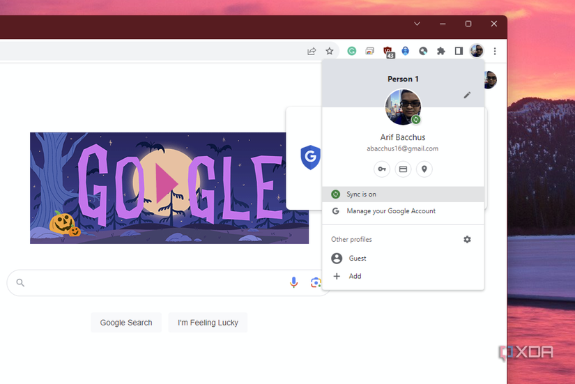 Sync settings in Google Chrome