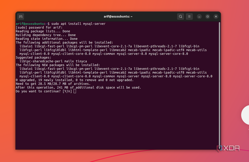 installing mysql server on Ubuntu
