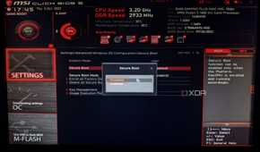 A screenshot depicting the Secure Boot option in BIOS