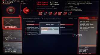 A screenshot depicting the Secure Boot option in BIOS