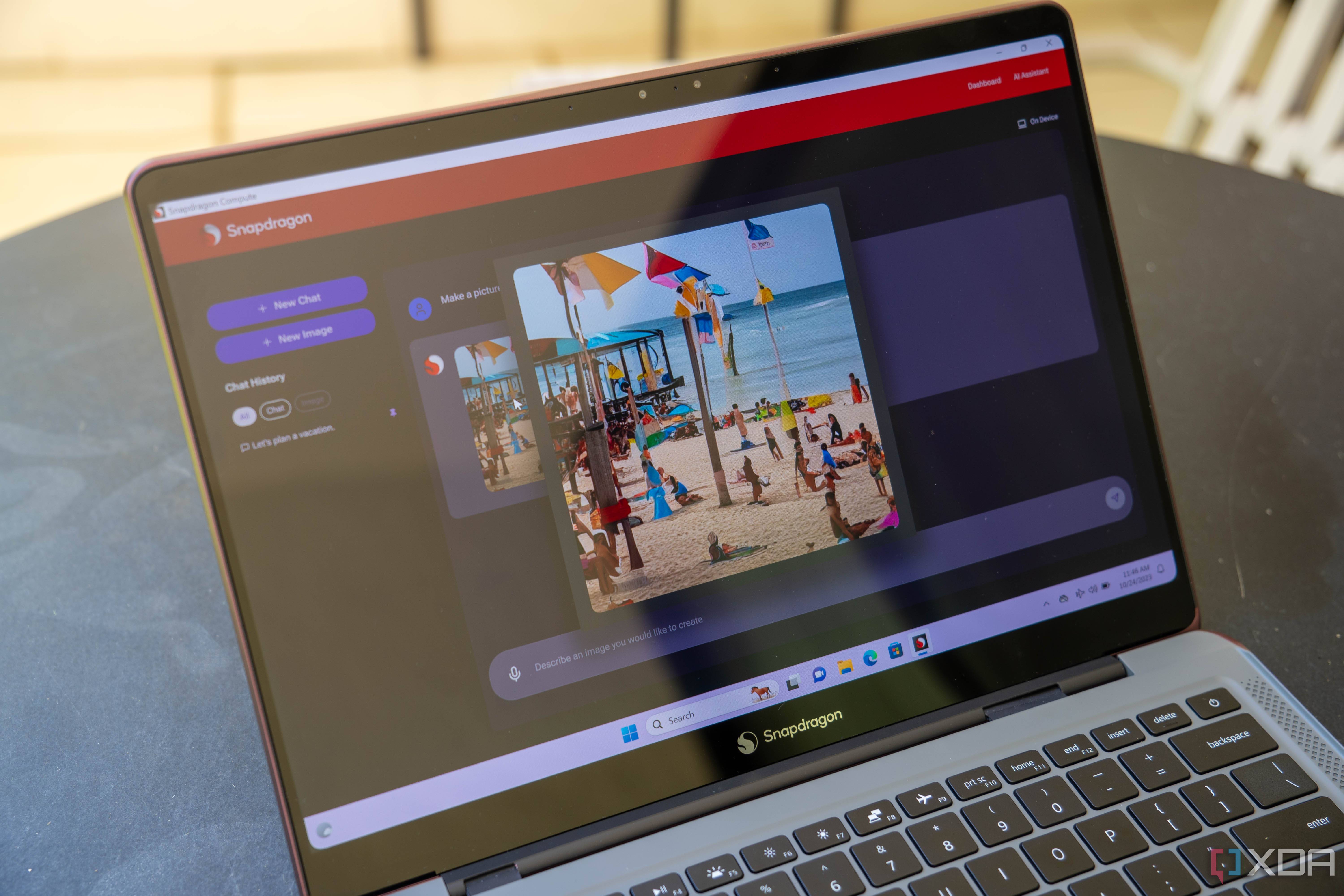 A Snapdragon branded laptop running software.