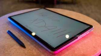 Hello XDA written on laptop in tablet orientation, with pen