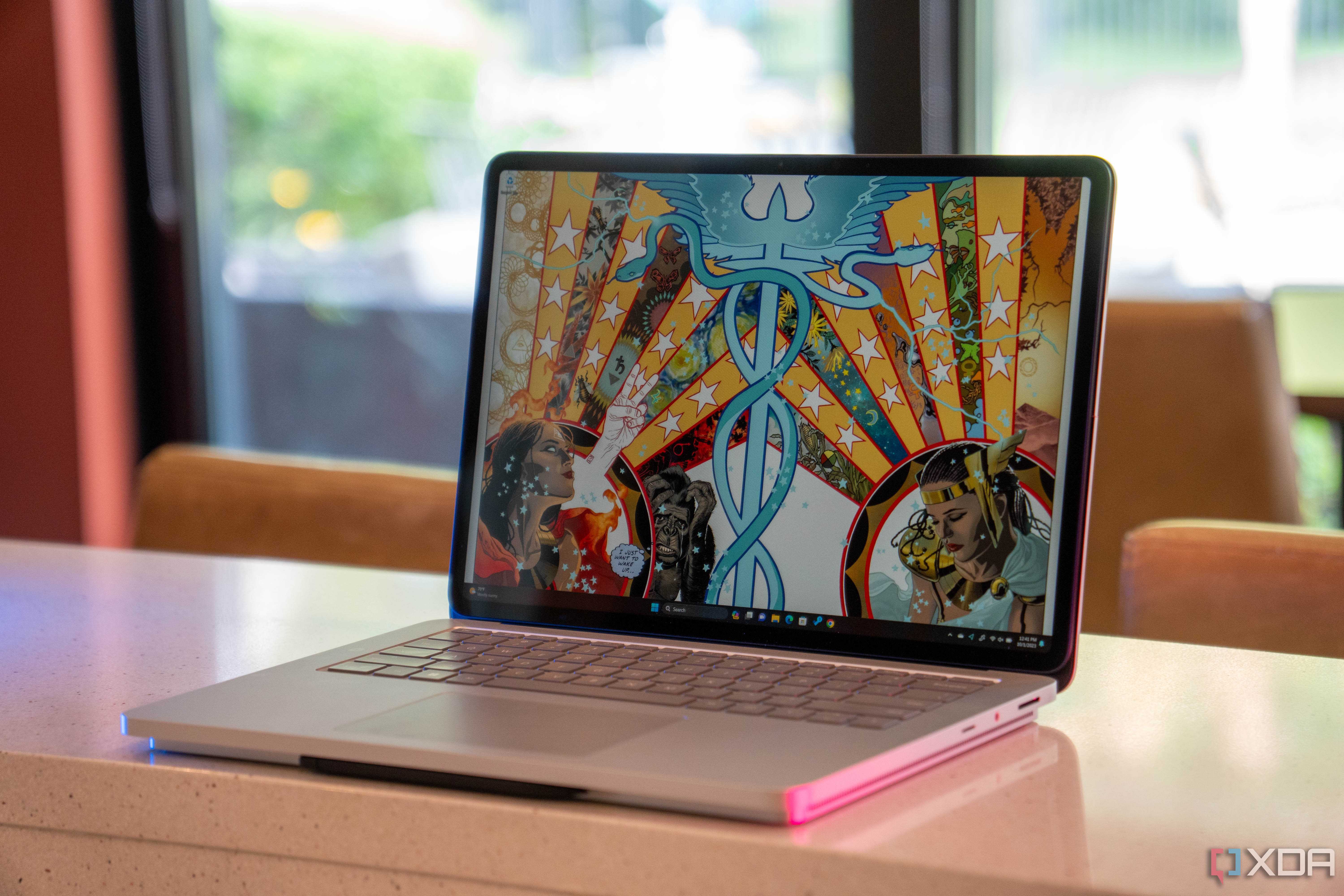 Surface Laptop Studio 2 on a countertop