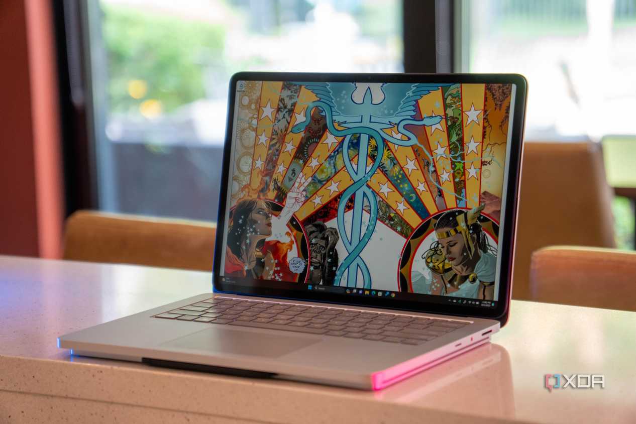 Surface Laptop Studio 2 on a countertop