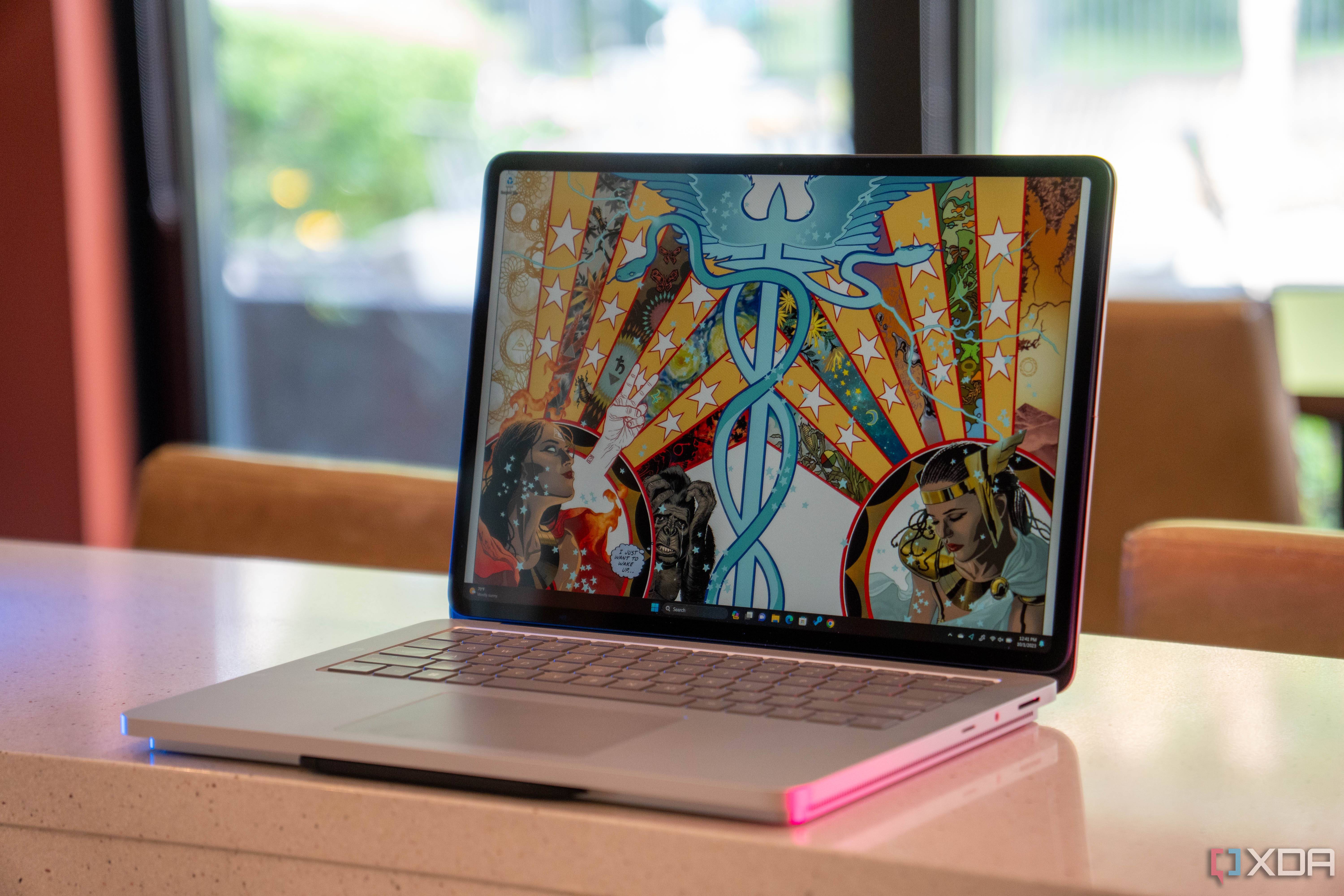 Surface Laptop Studio 2 on a countertop