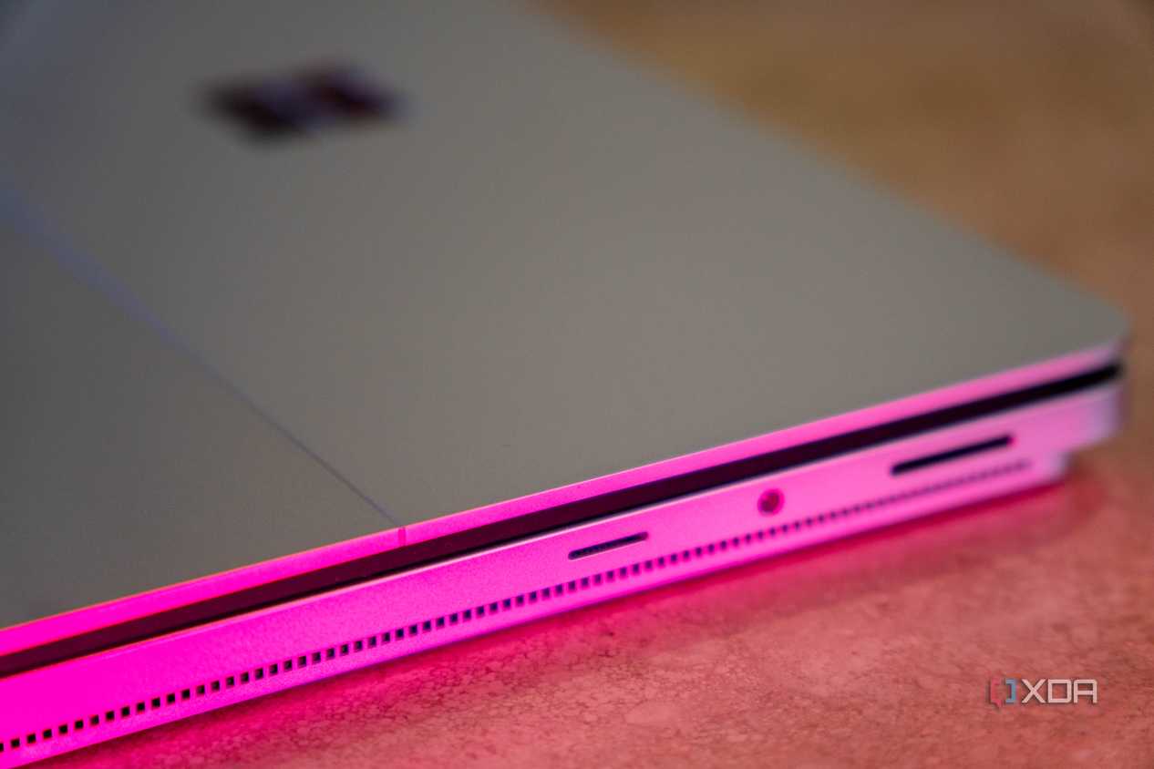 View of Surface Connect, microSD, and 3.5mm jacks on Surface