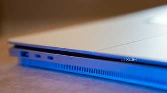 Angled view of two USB-C ports and one USB-A port