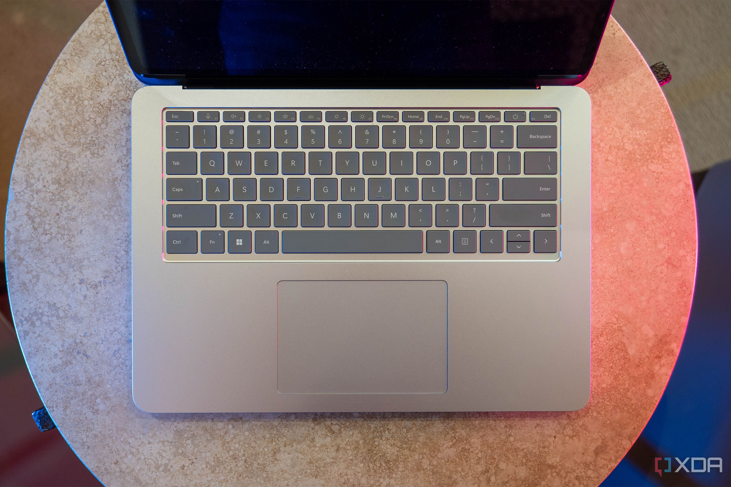 Top down view of laptop keyboard