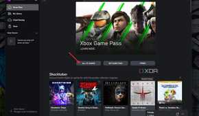 Windows screenshot that highlights the All PC Games option in the Xbox app