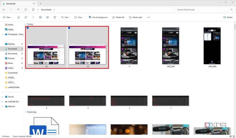 Choosing files to zip in Windows Explorer